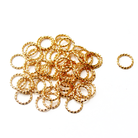 Fancy Jump Ring, Gold Plated Brass-10mm/16gauge; 50pcs