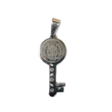 Saint Benedict Key Charm, Stainless Steel, 14x32mm - 1 piece