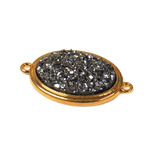 Charcoal Grey AB Druzy Resin Connector; Small - Gold