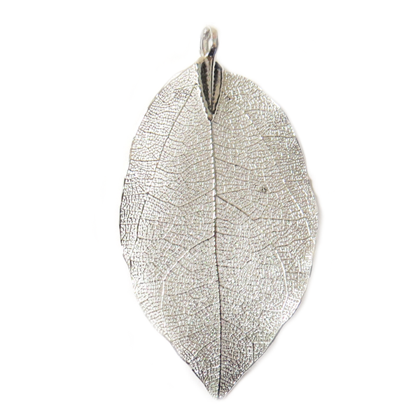 Silver Leaf Pendant, Bass, 66x33mm - 1 piece