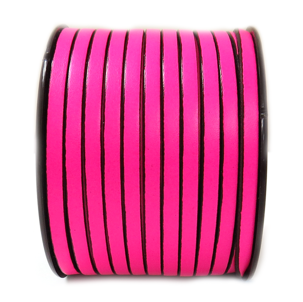 Genuine Leather Flat, 5mm- Hot Pink; 1 foot