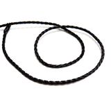 Braided Synthetic Leather, Black-2.5mm; 1 yard