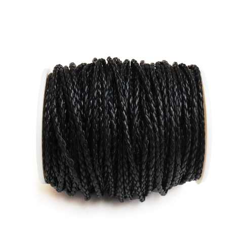 Braided Synthetic Leather, Black-2.5mm; 1 yard