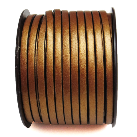Genuine Leather Flat, 5mm-Metallic Copper; 1 foot