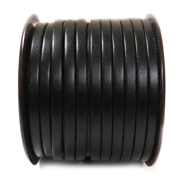 Genuine Leather Flat, 5mm-  Black; 1 foot