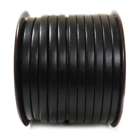 Genuine Leather Flat, 5mm-  Black; 1 foot