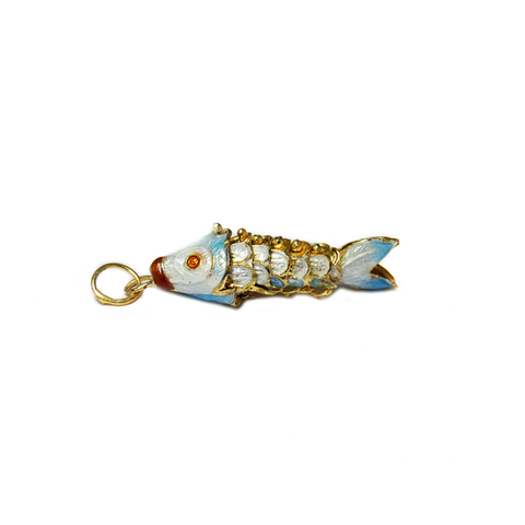 Cloissone Fish, Light Blueish, 38x11mm; 1 piece