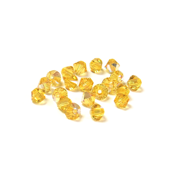 Swarovski Crystal, Bicone, 4mm - Ligth Topaz AB; 20 pcs