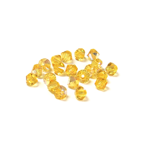 Swarovski Crystal, Bicone, 4mm - Ligth Topaz AB; 20 pcs