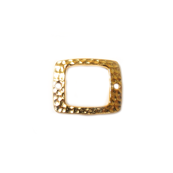 TierraCast - Drilled Hammertone Rectangle Link; Gold : 17 x 21 mm - 1 Pieces