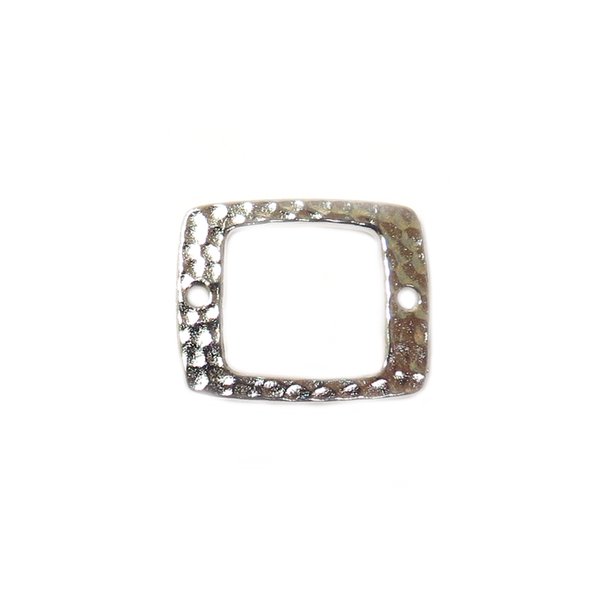 TierraCast - Rhodium Drilled Hammertone Rectangle Link; 17 x 21mm - 1 Piece