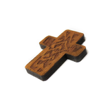 Flat Mahoganny Wood Cross Pendant, 30x23mm; 1 piece