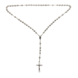 6mm Metal Roses Italian Rosary, Silver, 18" Long; 1 piece