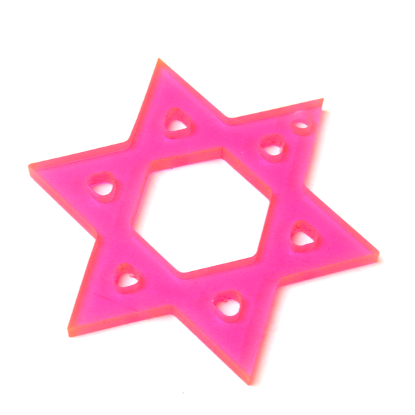 Star of David Acrylic Pendant - Neon Pink