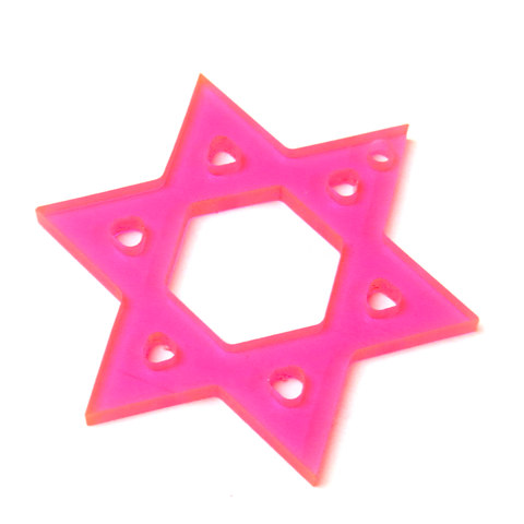 Star of David Acrylic Pendant - Neon Pink
