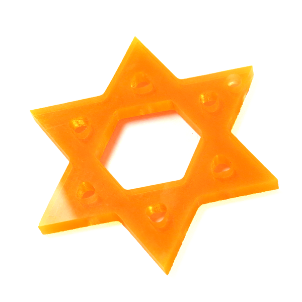 Star of David Acrylic Pendant- Neon Orange