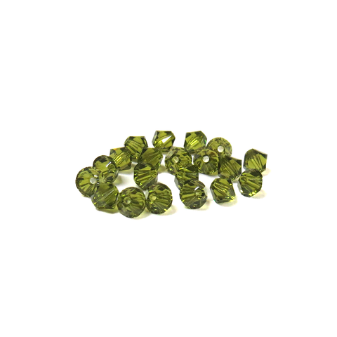 Swarovski Crystal, Bicone, 4mm- Olivine; 20pcs