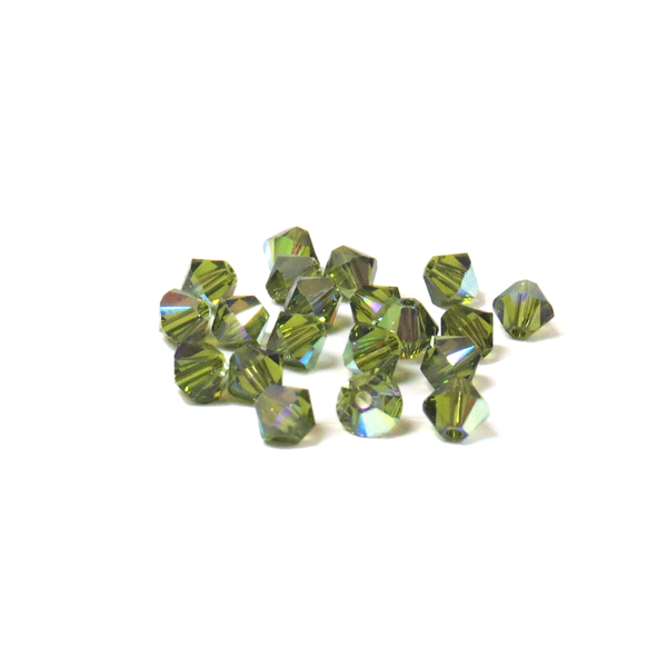 Swarovski Crystal, Bicone, 5mm - Olivine AB; 20 pcs