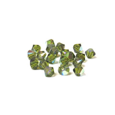 Swarovski Crystal, Bicone, 5mm - Olivine AB; 20 pcs