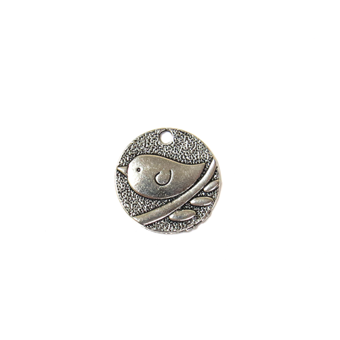 Bird Charm, Silver, 24mm - 1 piece