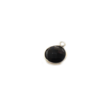 Black Onyx Bezel Charm, Sterling Silver, 15x9mm - 1 piece
