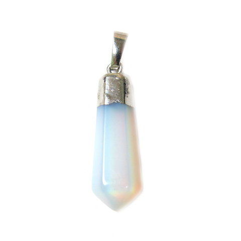 Small Point Pendant, Opal Quartz, Silver, 20x15mm - 1 piece
