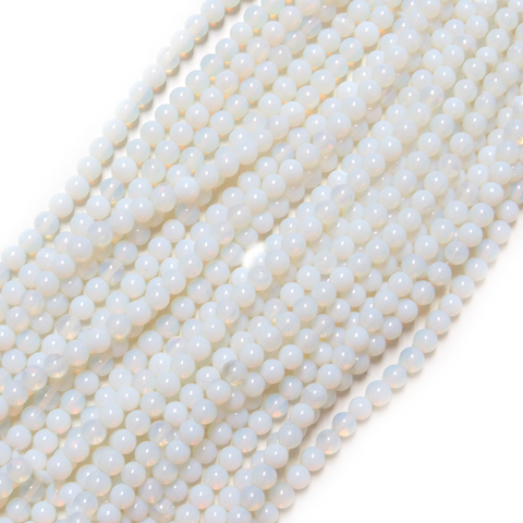 White Opal Round, 6mm - 1 Strand