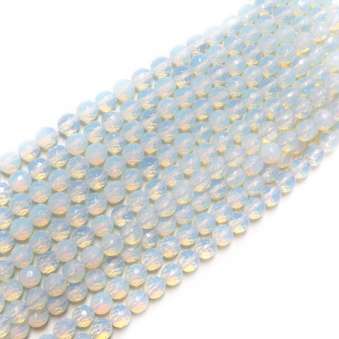 White Opal Faceted, 6mm - 1 strand