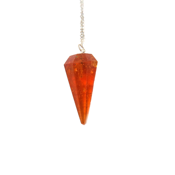 Amber Crystal Pendulum - Silver