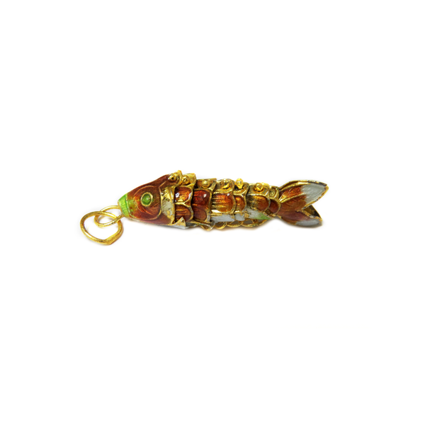 Cloissone Fish, Orange, 38x11mm; 1 piece