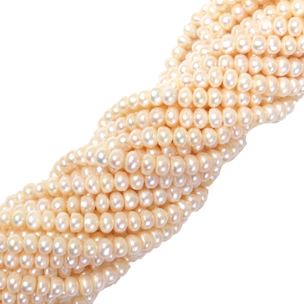 7x5mm; Button, Fresh Water Pearl - 1 Strand