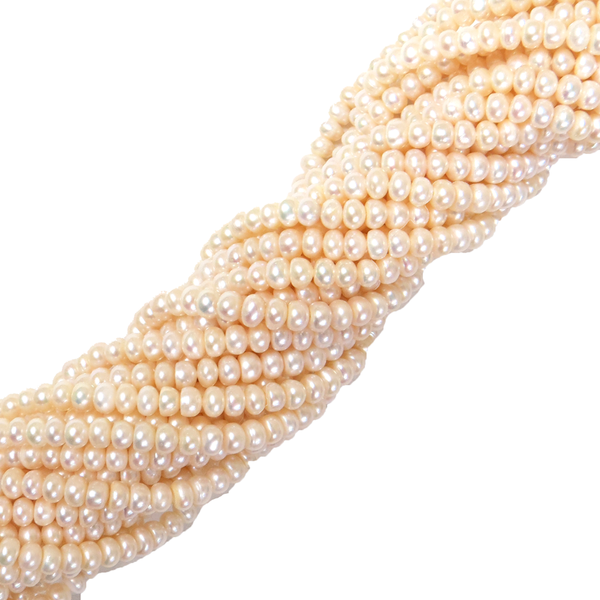 6x5mm; Button, Fresh Water Pearl - 1 Strand