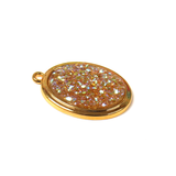 Yellow AB Druzy Resin Pendant; Large - Gold
