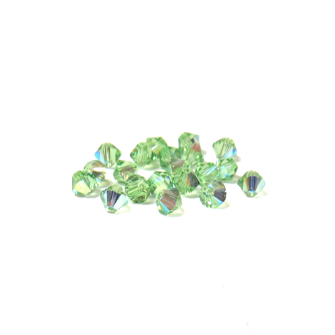 Swarovski Crystal, Bicone, 4mm - Peridot  AB ; 20 pcs