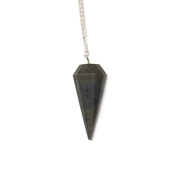 Golden Pyrite Crystal Pendulum - Silver