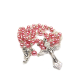 4mm Glass Pearl Italian Rosary, Pink, 15'' Long; 1 piece