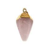 Rose Quartz Point Pendant, Gold 30x14mm -1 piece