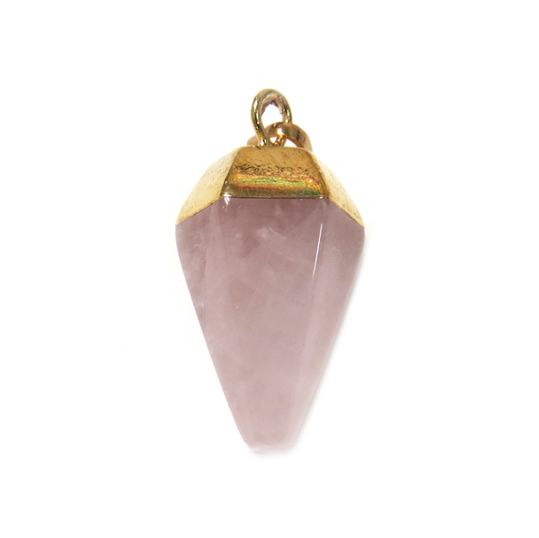 Rose Quartz Point Pendant, Gold 30x14mm -1 piece