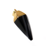 Black Agate Point Pendant, Gold, 37x14mm - 1 piece