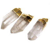 Crystal Quartz Point Pendant, 42x15mm, Gold - 1 piece
