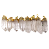 Crystal Quartz Point Pendant, 42x15mm, Gold - 1 piece