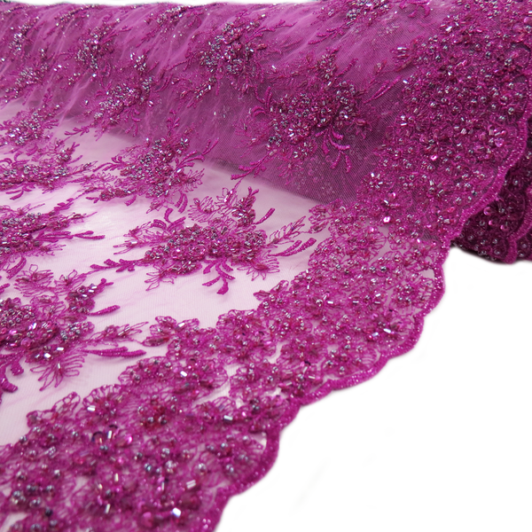 Camille, Embroidered Lace, Purple, 54" Wide- 1 Yard