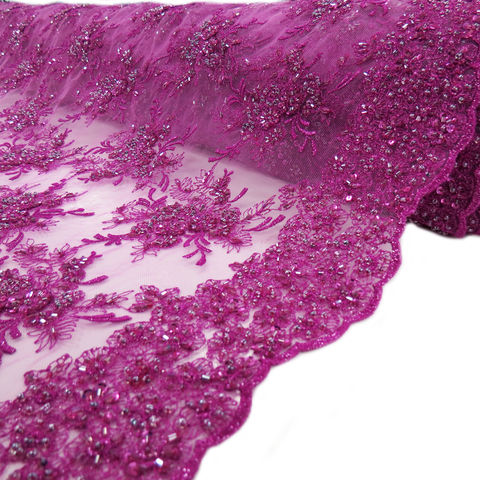 Camille, Embroidered Lace, Purple, 54" Wide- 1 Yard