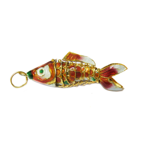 Cloissone Fish, Red, 51x18mm; 1 piece
