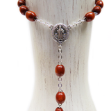 7mm Red Wood Saint Benedict Italian Rosary, Red Wood, 21" Long; 1 piece