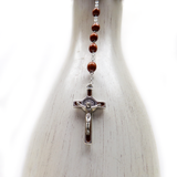 7mm Red Wood Saint Benedict Italian Rosary, Red Wood, 21" Long; 1 piece