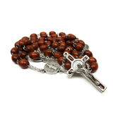 7mm Red Wood Saint Benedict Italian Rosary, Red Wood, 21" Long; 1 piece