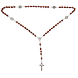 7mm Red Wood Saint Benedict Italian Rosary, Red Wood, 21" Long; 1 piece