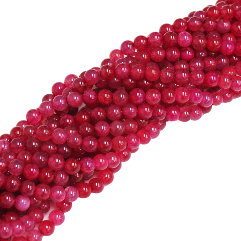 Red, Smooth Round Fire Agate; 8mm