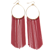 Earring with Chains Red, Gold, 5 inches - 1 piece